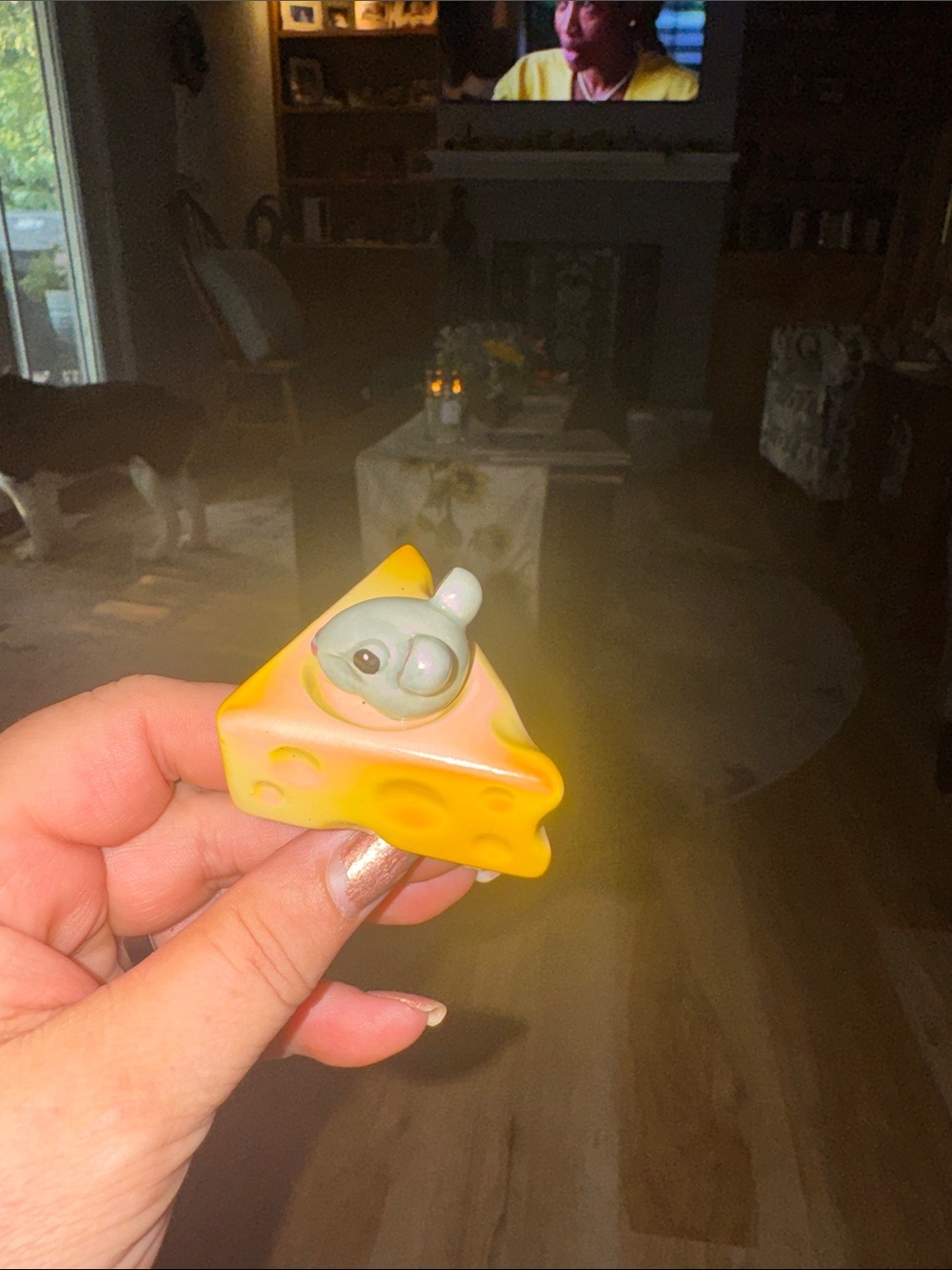 Nora Fleming Yellow Ceramic Cheese Slice with Mouse Figurine